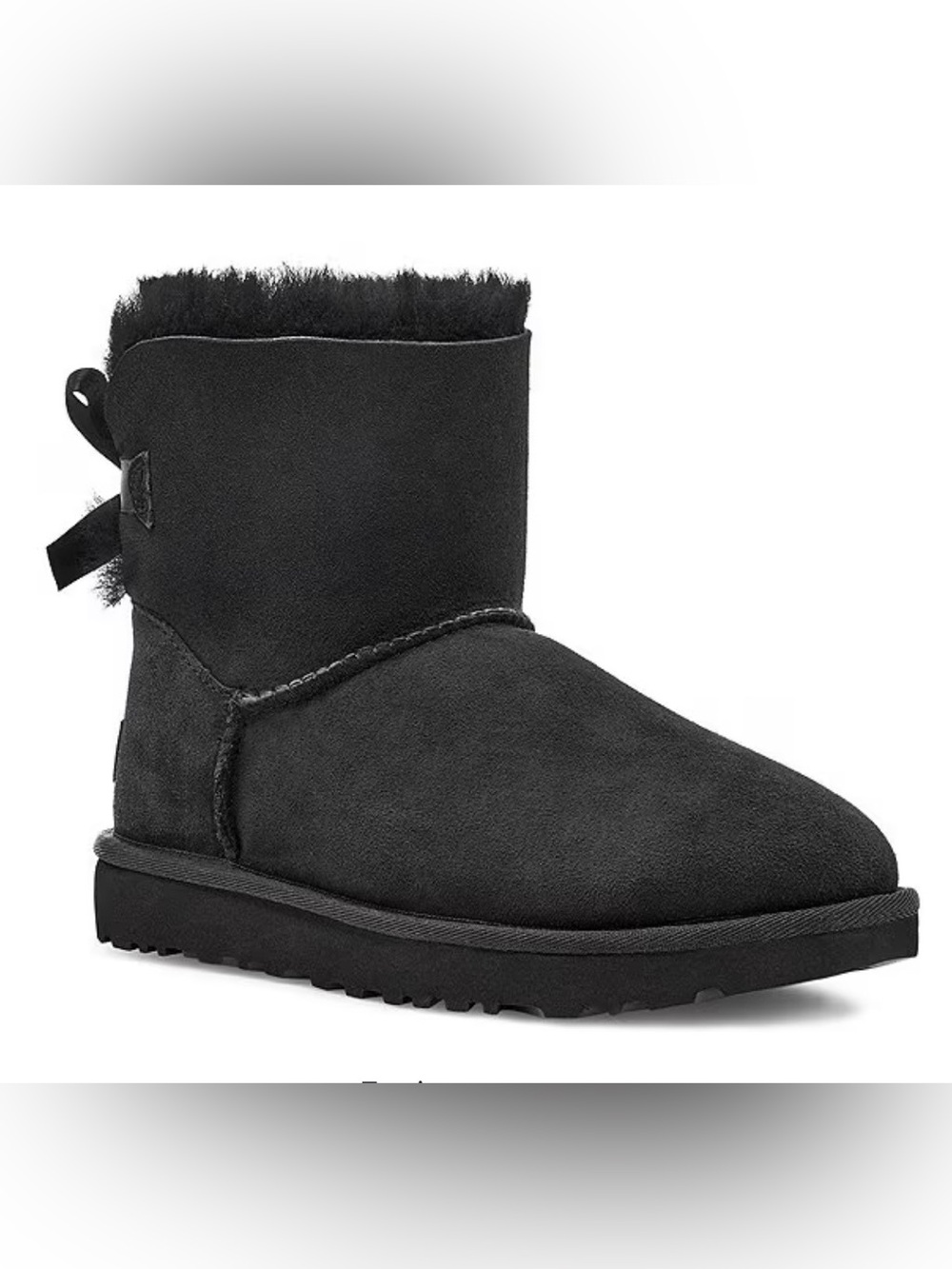 UGG Mini Bailey Bow II Velvet Stormy Boots Black Suede Size 9 (EU 40)